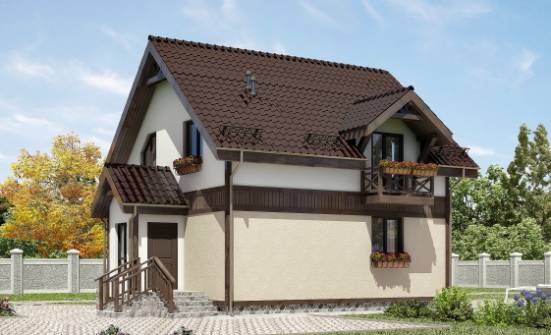 105-001-П Проект двухэтажного дома с мансардой, современный домик из блока Севастополь | Проекты домов от House Expert