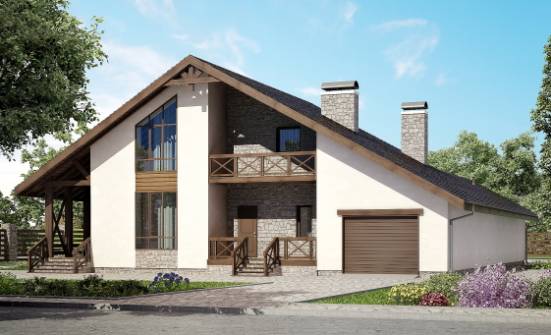 265-001-П Проект двухэтажного дома мансардой, гараж, просторный дом из бризолита Севастополь | Проекты домов от House Expert