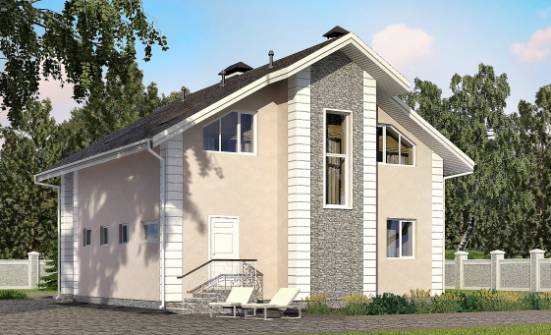 150-002-П Проект двухэтажного дома с мансардным этажом, гараж, бюджетный дом из бризолита Севастополь | Проекты домов от House Expert