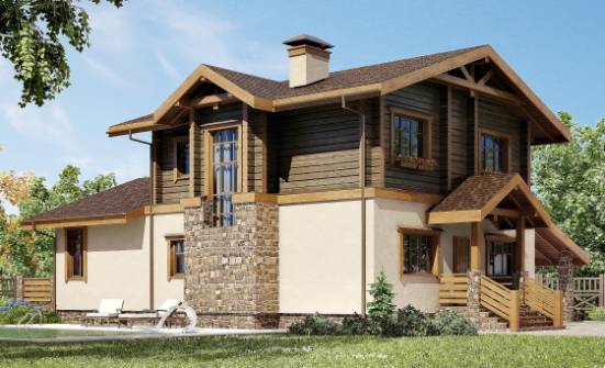 170-004-П Проект двухэтажного дома с мансардой, гараж, уютный загородный дом из поризованных блоков из дерева Севастополь | Проекты домов от House Expert