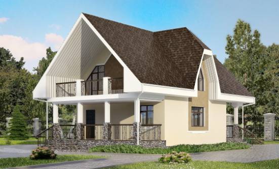 125-001-Л Проект двухэтажного дома мансардой, компактный загородный дом из твинблока Севастополь | Проекты домов от House Expert