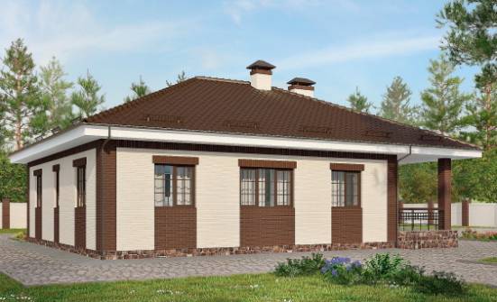 160-015-П Проект одноэтажного дома, гараж, доступный домик из блока Севастополь | Проекты одноэтажных домов от House Expert
