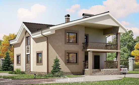 210-003-П Проект двухэтажного дома мансардой, просторный коттедж из пеноблока Севастополь | Проекты домов от House Expert