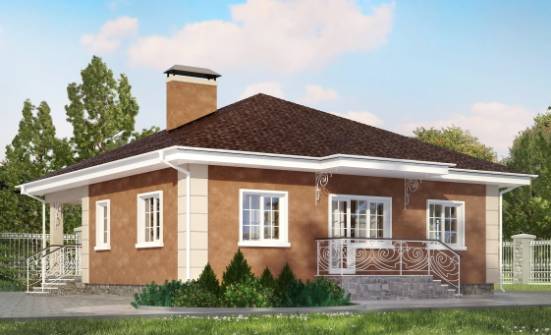 100-001-Л Проект одноэтажного дома, современный домик из пеноблока Севастополь | Проекты одноэтажных домов от House Expert