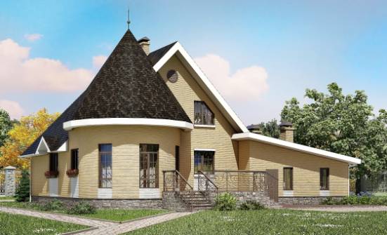 250-001-Л Проект двухэтажного дома мансардой и гаражом, уютный загородный дом из газобетона Севастополь | Проекты домов от House Expert