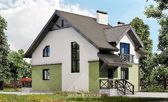 120-003-П Проект двухэтажного дома с мансардным этажом, бюджетный дом из газосиликатных блоков Севастополь | Проекты домов от House Expert