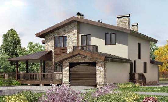 220-001-Л Проект двухэтажного дома мансардой, гараж, просторный загородный дом из бризолита Севастополь | Проекты домов от House Expert