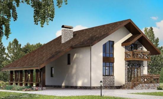 155-007-П Проект двухэтажного дома с мансардой и гаражом, компактный коттедж из газосиликатных блоков Севастополь | Проекты домов от House Expert