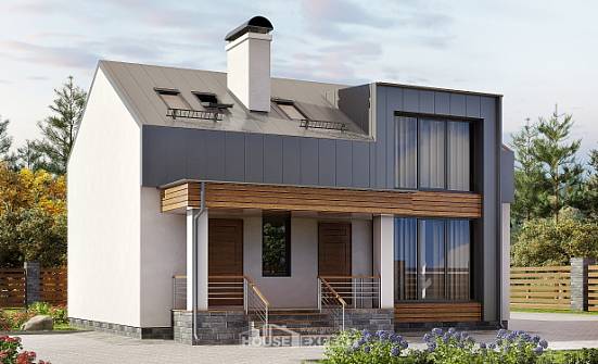 120-004-П Проект двухэтажного дома с мансардой, бюджетный домик из газобетона Севастополь | Проекты домов от House Expert