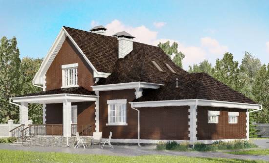 190-003-Л Проект двухэтажного дома мансардный этаж, гараж, уютный коттедж из пеноблока Севастополь | Проекты домов от House Expert