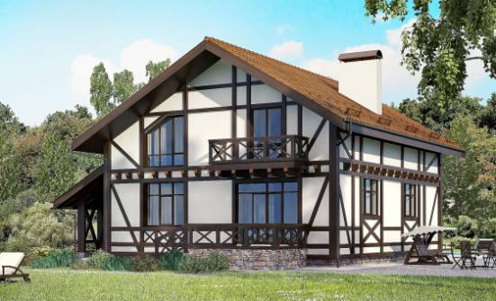 155-002-П Проект двухэтажного дома с мансардой, гараж, небольшой домик из газобетона Севастополь | Проекты домов от House Expert