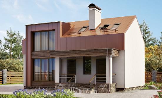 120-004-Л Проект двухэтажного дома с мансардой, простой дом из блока Севастополь | Проекты домов от House Expert