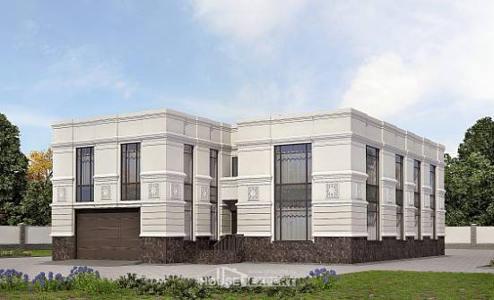 400-005-Л Проект двухэтажного дома и гаражом, большой загородный дом из кирпича Севастополь | Проекты домов от House Expert