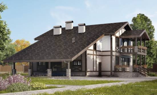 250-002-П Проект двухэтажного дома с мансардой и гаражом, красивый загородный дом из кирпича Севастополь | Проекты домов от House Expert