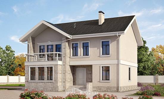 170-008-Л Проект двухэтажного дома, классический домик из бризолита Севастополь | Проекты домов от House Expert