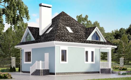 110-001-Л Проект двухэтажного дома с мансардой, скромный коттедж из блока Севастополь | Проекты домов от House Expert