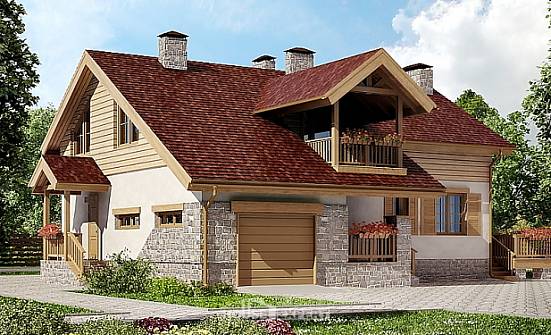 165-002-П Проект двухэтажного дома с мансардным этажом и гаражом, недорогой домик из теплоблока Севастополь | Проекты домов от House Expert
