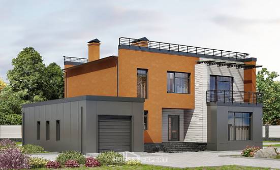 260-002-Л Проект двухэтажного дома, гараж, красивый дом из бризолита Севастополь | Проекты домов от House Expert