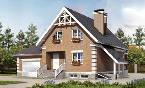 200-009-Л Проект трехэтажного дома с мансардой, гараж, простой коттедж из арболита Севастополь | Проекты домов от House Expert