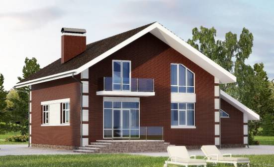 180-001-Л Проект двухэтажного дома с мансардой, гараж, недорогой загородный дом из газобетона Севастополь | Проекты домов от House Expert