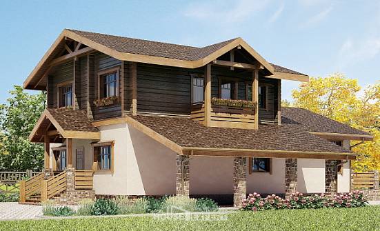 170-004-П Проект двухэтажного дома с мансардой, гараж, уютный загородный дом из поризованных блоков из дерева Севастополь | Проекты домов от House Expert