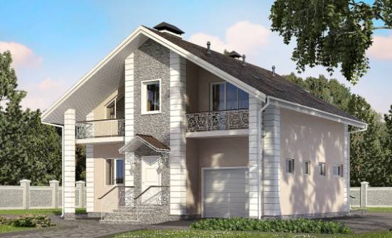 150-002-П Проект двухэтажного дома с мансардным этажом, гараж, бюджетный дом из бризолита Севастополь | Проекты домов от House Expert