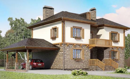 155-006-Л Проект двухэтажного дома и гаражом, экономичный дом из арболита Севастополь | Проекты домов от House Expert