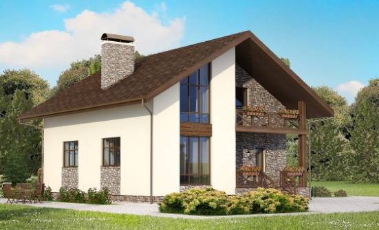 155-001-П Проект двухэтажного дома с мансардой и гаражом, доступный загородный дом из блока Севастополь | Проекты домов от House Expert