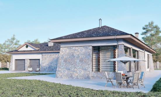 280-004-Л Проект одноэтажного дома и гаражом, классический загородный дом из газосиликатных блоков Севастополь | Проекты домов от House Expert