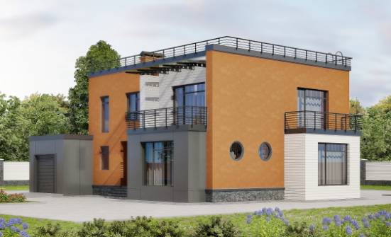 260-002-Л Проект двухэтажного дома, гараж, красивый дом из бризолита Севастополь | Проекты домов от House Expert