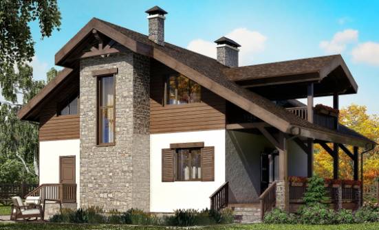 150-004-Л Проект двухэтажного дома мансардный этаж, скромный коттедж из арболита Севастополь | Проекты домов от House Expert