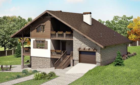 300-003-П Проект трехэтажного дома мансардой и гаражом, красивый коттедж из кирпича Севастополь | Проекты домов от House Expert