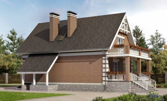200-009-Л Проект трехэтажного дома с мансардой, гараж, простой коттедж из арболита Севастополь | Проекты домов от House Expert