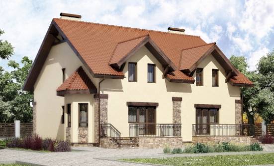 240-001-П Проект двухэтажного дома мансардой, просторный коттедж из блока Севастополь | Проекты домов от House Expert