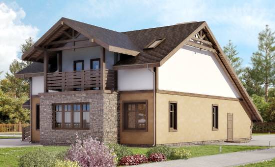 180-011-Л Проект двухэтажного дома мансардой, гараж, компактный домик из бризолита Севастополь | Проекты домов от House Expert
