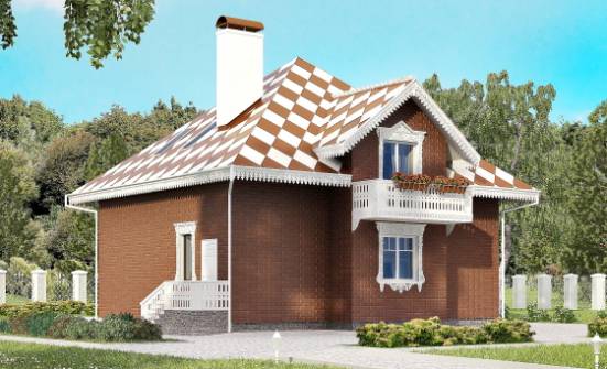 155-003-Л Проект двухэтажного дома с мансардным этажом, гараж, простой коттедж из газобетона Севастополь | Проекты домов от House Expert