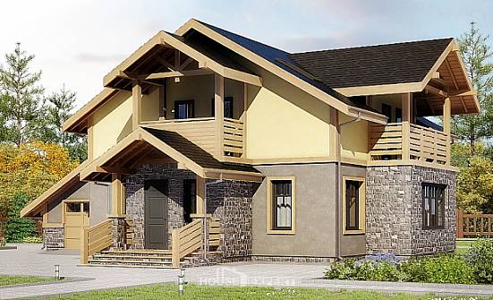 180-011-П Проект двухэтажного дома мансардный этаж и гаражом, небольшой загородный дом из бризолита Севастополь | Проекты домов от House Expert