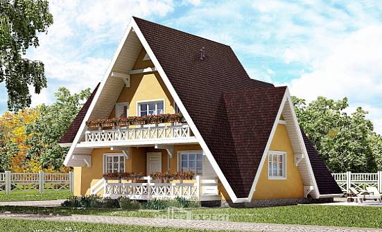 155-008-П Проект двухэтажного дома мансардой, красивый коттедж из бревен Севастополь | Проекты домов от House Expert