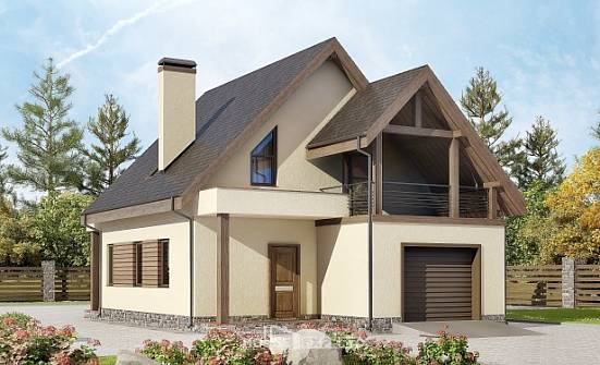 120-005-Л Проект двухэтажного дома с мансардой, гараж, бюджетный загородный дом из арболита Севастополь | Проекты домов от House Expert