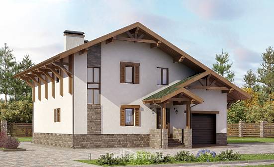 190-007-П Проект двухэтажного дома мансардный этаж и гаражом, уютный загородный дом из кирпича Севастополь | Проекты домов от House Expert