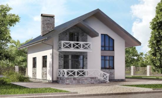 155-001-Л Проект двухэтажного дома мансардой и гаражом, скромный загородный дом из газосиликатных блоков Севастополь | Проекты домов от House Expert