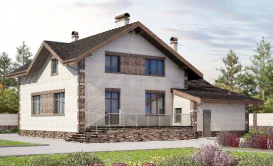 245-005-П Проект двухэтажного дома с мансардой, гараж, средний коттедж из блока Севастополь | Проекты домов от House Expert