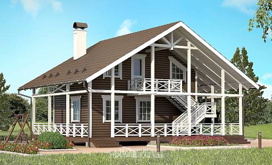 080-001-П Проект двухэтажного дома с мансардой, бюджетный домик из дерева Севастополь | Проекты домов от House Expert