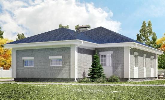 130-002-П Проект одноэтажного дома, гараж, небольшой коттедж из газобетона Севастополь | Проекты домов от House Expert