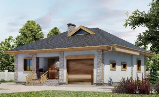 130-006-П Проект одноэтажного дома, гараж, скромный загородный дом из керамзитобетонных блоков Севастополь | Проекты домов от House Expert