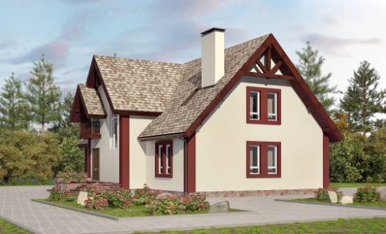300-008-Л Проект двухэтажного дома мансардой, гараж, огромный домик из твинблока Севастополь | Проекты домов от House Expert