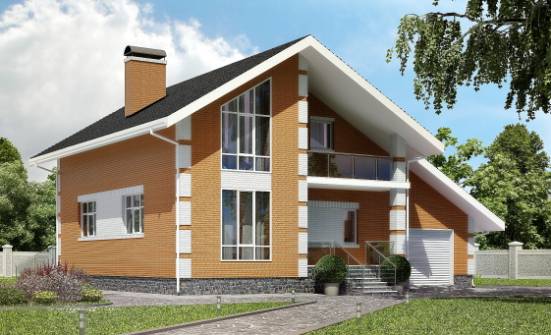 190-006-П Проект двухэтажного дома с мансардным этажом, гараж, современный домик из бризолита Севастополь | Проекты домов от House Expert
