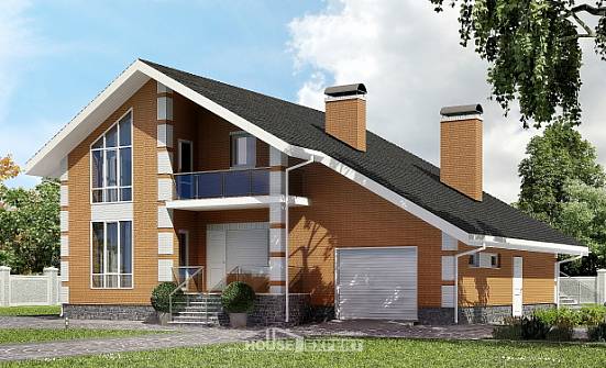 190-006-П Проект двухэтажного дома с мансардным этажом, гараж, современный домик из бризолита Севастополь | Проекты домов от House Expert