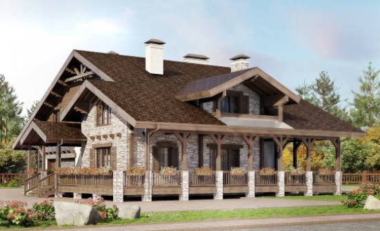 340-003-П Проект двухэтажного дома с мансардой и гаражом, просторный коттедж из кирпича Севастополь | Проекты домов от House Expert