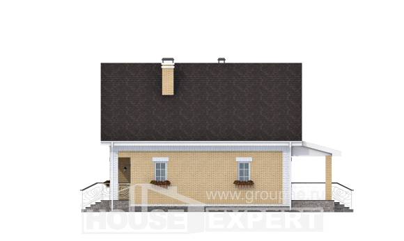 130-004-П Проект двухэтажного дома с мансардой, недорогой загородный дом из газобетона, Севастополь